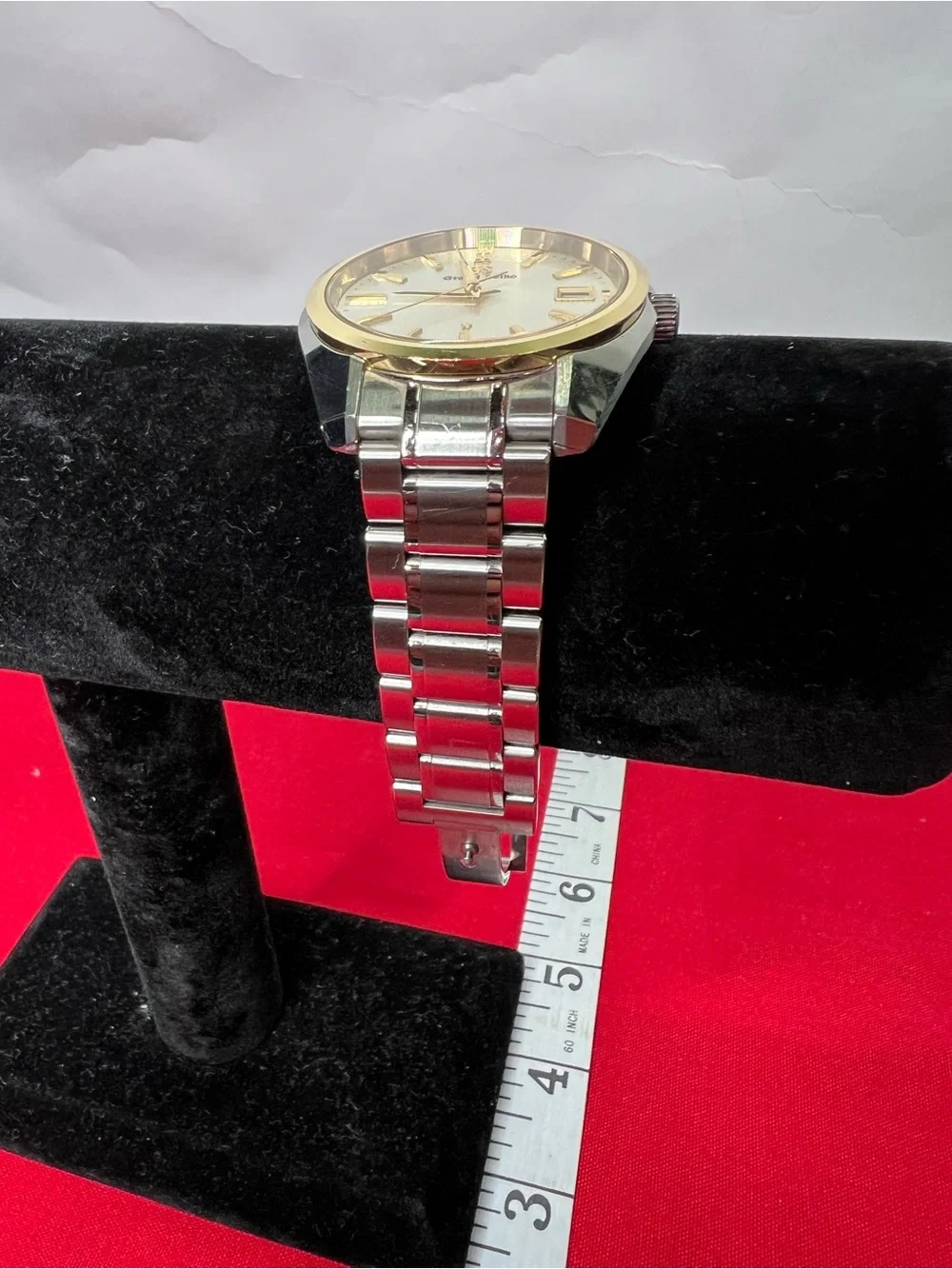 Grand Seiko Two Tone Stainless Steel Watch Silver Dial SBGV238 Caliber 9F82